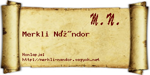 Merkli Nándor névjegykártya