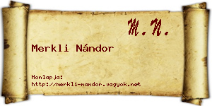 Merkli Nándor névjegykártya